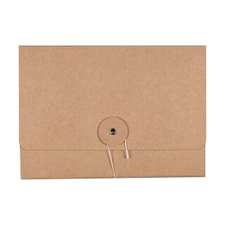 Folder, C6, string and button, kraft cardboard, brown unprinted