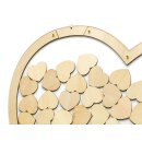 Guestbook: Big heart and little hearts, for wedding, birthday, party, wood, nature - 70 pieces