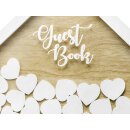 Gästebuch Haus und Herzen, für Hochzeit, Geburtstag, Party, Holz, Weiß - 50 Teile