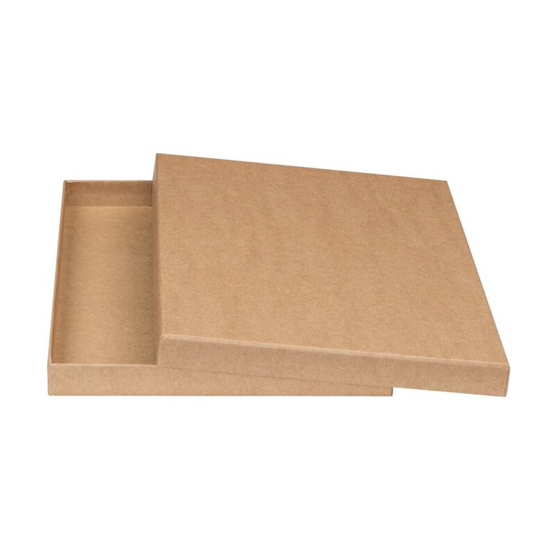 A4 Schachtel mit Stülpdeckel, Karton mit Kraftpapier bezogen, braun, 20 mm hoch