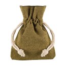 Olive green cotton bag with light drawstring, 9 x 12 cm, fabric bag, gift bag