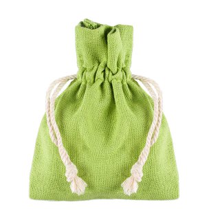 Apple green cotton bag with light drawstring, 9 x 12 cm, fabric bag, gift bag