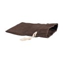 Dark brown cotton bag with light drawstring, 9 x 12 cm, cloth bag, gift bag