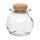 Glass bottle 50 ml, round with cork, diameter 5 cm , height 5 cm