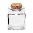 Glass bottle square with cork, 4 x 4 cm, height 5 cm 