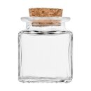 Glass bottle 50 ml, square with cork, 4 x 4 cm, height 5 cm