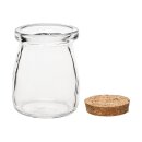 Glass bottle, conical  with cork, diameter 5,6 cm, height 7,5 cm 