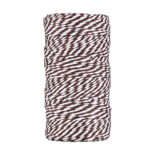 Bakers twine dark brown and white, 100 m cotton yarn for handicraft and decoration