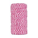 Bakers twine fuchsia and white, 100 m cotton yarn for handicraft and decoration