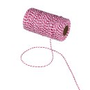 Bakers twine fuchsia and white, 100 m cotton yarn for handicraft and decoration
