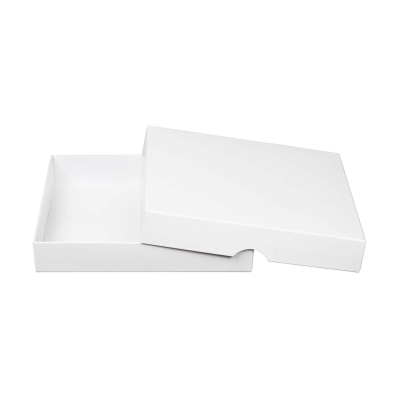 Faltschachtel 15,5 x 15,5 x 2,5 cm,Weiß, mit Deckel, Karton - 10 Schachteln/Set