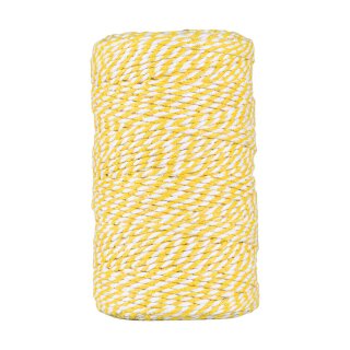 Bakers twine yellow and white, 100 m cotton yarn for handicraft and decoration