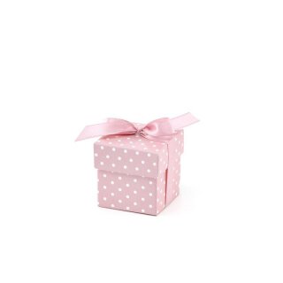 Kleine Schachtel rosa mit weißen Punkten, 5,2 x 5,2 x 5,2...