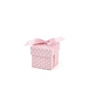 10 Miniboxes Pink Polka with lid and satin ribbon for...