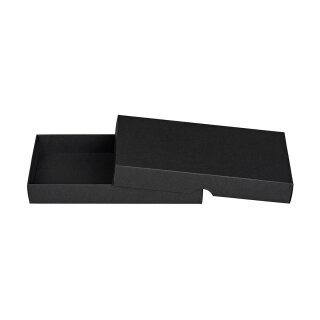 Faltschachtel 11,5 x 22,5 x 3 cm, Schwarz, mit Deckel, Recyclingkarton - 10 Schachteln/Set