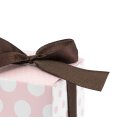10 Mini boxes Pink Polka 2, lid, brown satin ribbon for presents
