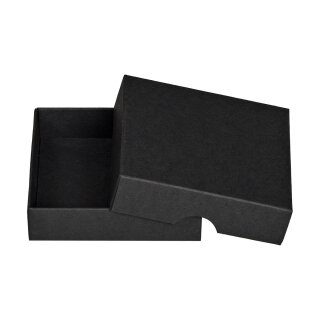 Folding box 8 x 8 x 2 cm, black, with lid, recycled cardboard - 10 boxes/set