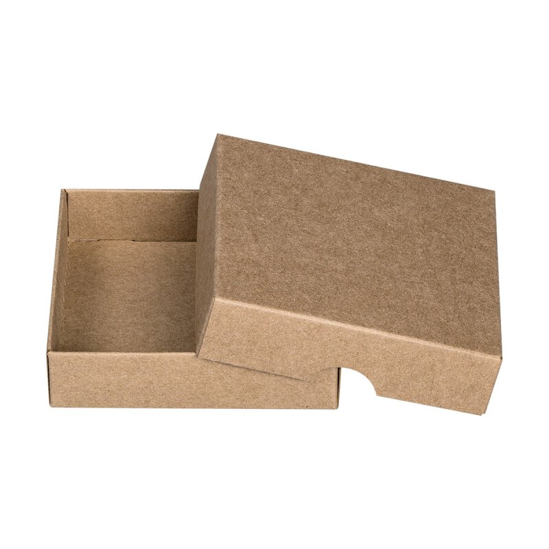 Faltschachtel 8 x 8 x 2 cm, Braun, mit Deckel, Kraftkarton - 10 Schachteln/Set