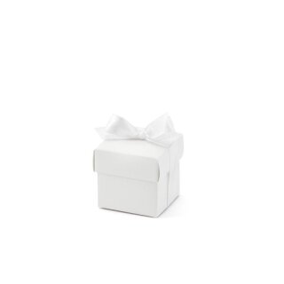 10 Mini-Boxen Weiß mit Stülpdeckel und Satinband,...