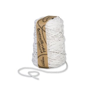 Kordel aus recycelter Baumwolle, Weiß, 5 mm x 80 m, ca. 500 g, einfarbig