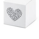 Gift box pearl white, with heart, cube 5 x 5 x 5 cm - 10...