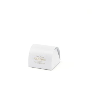 Geschenkschachtel Perlweiß, 6,1 x 6 x 4,7 cm, Minibox mit Goldprägung - 10 Stück/Pack