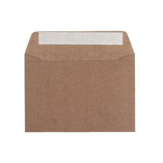 Envelope C6, 114 x 162 mm, ribbed, brown, kraft paper 100...