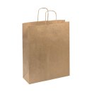 Shopping bag 32 x 41 x 12 cm, brown, kraft paper 100 g/m², ribbed, cord handle