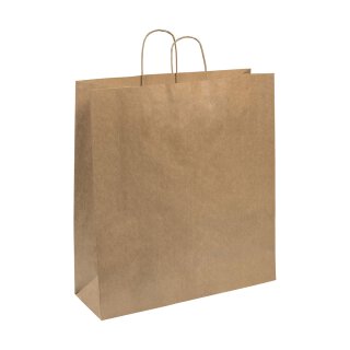 Paper carrier bag 45 x 49 x 15 cm, brown, ribbed, unprinted, kraft paper 100 g/m², cord handle