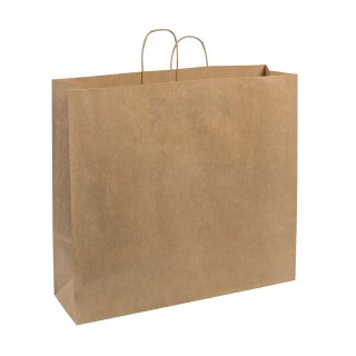 Shopping bag 54 x 49 x 15 cm, brown, kraft paper 110 g/m², ribbed, cord handle