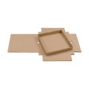 Folding box 22 x 22 x 6 cm, brown, with lid, kraft cardboard - set of 10