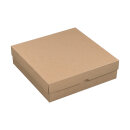 Folding box 22 x 22 x 6 cm, brown, with lid, kraft cardboard - set of 10