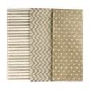 Tissue paper, gold and white patterned, pack of 6 sheets á 70 x 50 cm