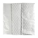 Tissue paper, silver and white patterned, pack of 6 sheets á 70 x 50 cm