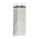 Tissue paper, silver and white patterned, pack of 6 sheets á 70 x 50 cm
