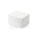 Kleine Schachtel 6 x 5,5 x 3,5 cm, Weiß mit Goldprägung Herzen, für Gastgeschenk - 6 Stück/Pack