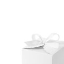 Geschenkschachtel Wolke, 8 x 7,5 x 4,5 cm, Weiß mit Satinschleife, für Gastgeschenk - 10er Set