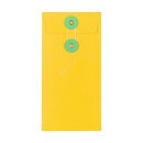 Envelope DL, 110 x 220 mm, yellow and green, string and button closure, smooth, kraft paper