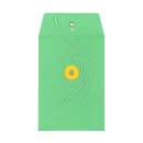 Envelope C6, 114 x 162 mm, green and yellow, string and button closure, smooth, kraft paper