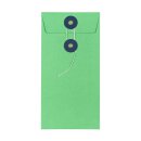 Envelope DL, 110 x 220 mm, green and navy blue, string and button closure, smooth, kraft paper
