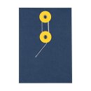 Envelope C6, 114 x 162 mm, navy blue and yellow, string...