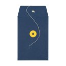 Envelope C6, 114 x 162 mm, navy blue and yellow, string and button closure, smooth, kraft paper