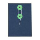 Envelope C6, 114 x 162 mm, navy blue and green, string...