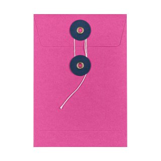Envelope C6, 114 x 162 mm, pink and navy blue, string and button closure, smooth, kraft paper