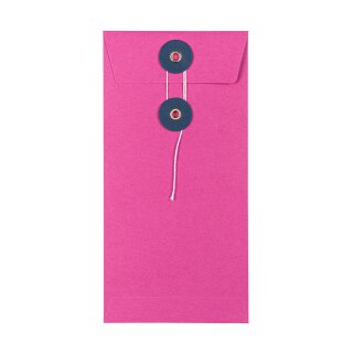 Envelope DL, 110 x 220 mm, pink and navy blue, string and button closure, smooth, kraft paper