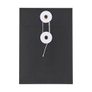 Umschlag C6, 114 x 162 mm, Schwarz und Weiß, Bindfadenverschluss, glatt, Kraftpapier