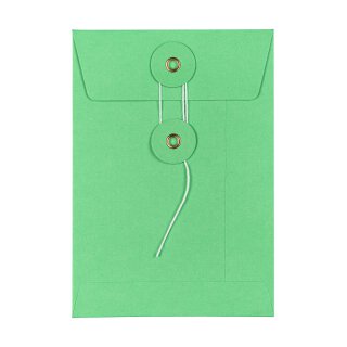 Umschlag C6, 114 x 162 mm, Grün, Bindfadenverschluss, glatt, Kraftpapier