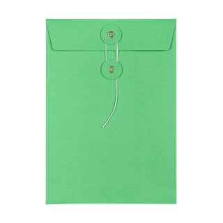 Umschlag  C5, 162 x 229 mm, Grün, Bindfadenverschluss, Kraftpapier, Versandtasche