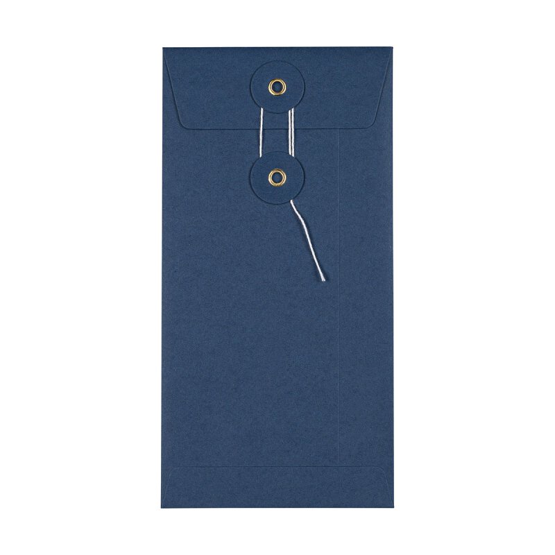 Umschlag DIN lang, 110 x 220 mm, Marineblau, Bindfadenverschluss, glatt, Kraftpapier