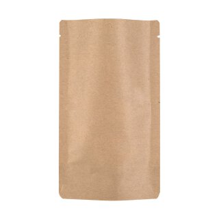 Doypack 110  x 185 mm, stand-up pouch, brown, 100% Mono paper, recyclebar